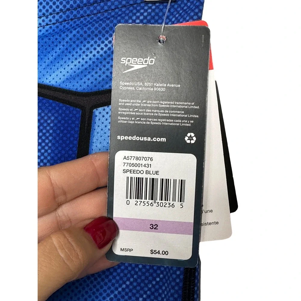 NEW Speedo Swim Jammers 32 Speedo Blue Endurance+ Training Trunks Shell Shock